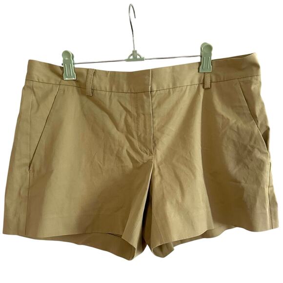 THEORY Khaki Tan Preppy Flat Front Shorts Quiet Luxury - Women’s Sz 10 - Picture 1 of 5